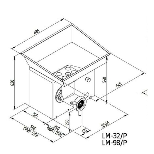 Мясорубка Koneteollisuus (KT) LM-98/P (корпус нержавеющая сталь, шнек нержавеющая сталь, с педалью)