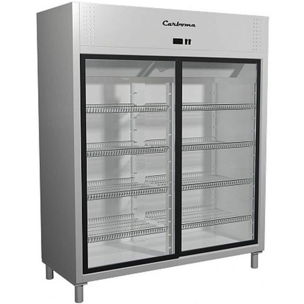 Шкаф со стеклянными дверьми Полюс R1400 К (Купе) Carboma INOX