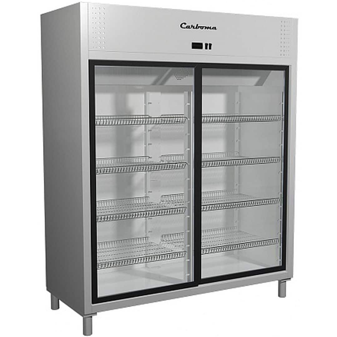 Шкаф со стеклянными дверьми Полюс R1400 К (Купе) Carboma INOX