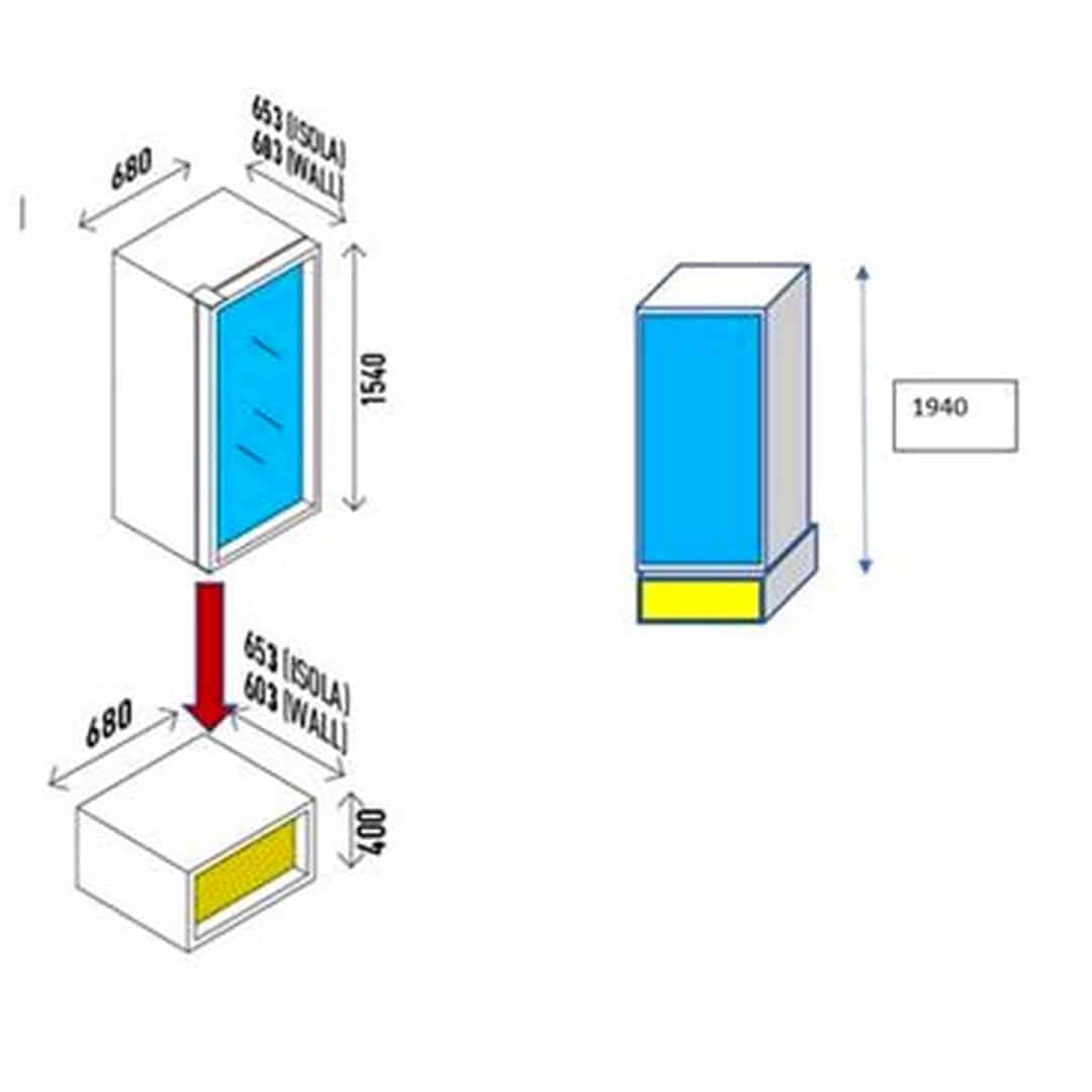 Витрина холодильная Enofrigo Mondrian Черный + Технический модуль с конденсатором + Контроль влажности