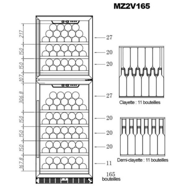 Двухзонный винный шкаф La Sommeliere MZ2V165