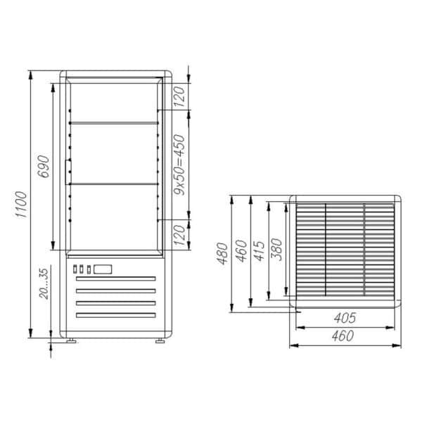 Кондитерский шкаф Полюс R120C Сarboma (D4 VM 120-1 (коричнево-золотой, 1/2, Inox))