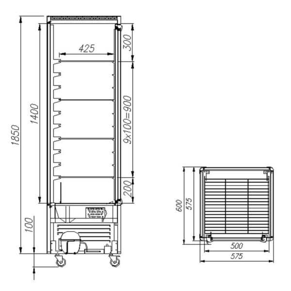 Кондитерский шкаф Полюс R400C Сarboma Люкс (D4 VM 400-1 (коричнево-золотой, 1/2, Inox))