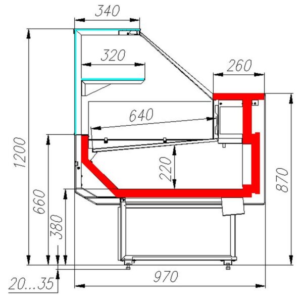 Витрина холодильная Полюс GC95 SM 1,2-1 0430 (ВХС-1,2 Carboma GC95 Inox)