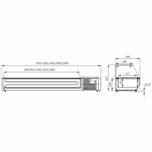 Витрина для ингредиентов ПОЛЮС A40 SM 1,6-G 0430